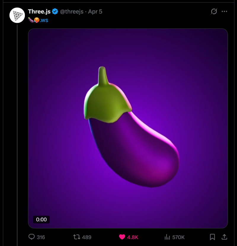 Eggplant Wiggle Threejs post
